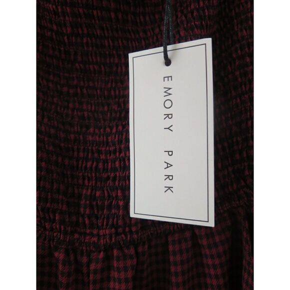 Emory Park IMC2608R Women's Sz S Check-Red Ruched Top Jumpsuit - Picture 4 of 11